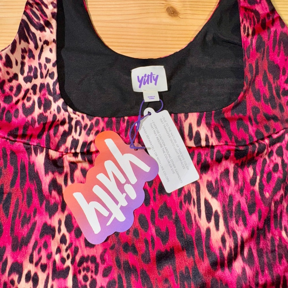 NWT Yitty Headliner Shaping Open Bust Thong Bodysuit‎ Pink Animal Print 2X y2k